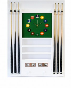 Porte-queues de billard horloge blanc