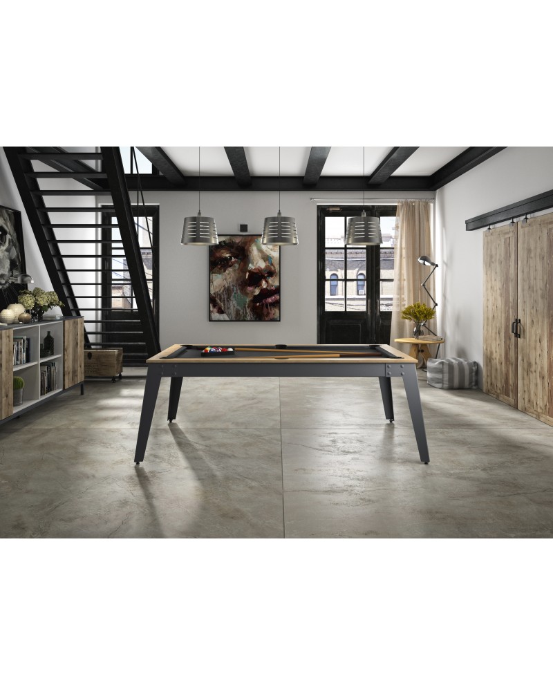 Table de billard convertible en bois et métal 2,03 x 1,16 - Steel - René  Pierre