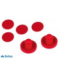 Lot de 2 Poignées et 4 palets ronds Rouges Buffalo pour Air Hockey