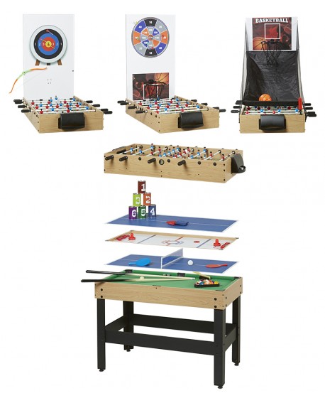 Table multi-jeux convertible, 8-10 personnes - stan bois clair et