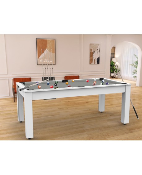 Table billard convertible 7ft Louxor blanc gris Pas Cher ! Billard 7ft  Convertible Table à Manger