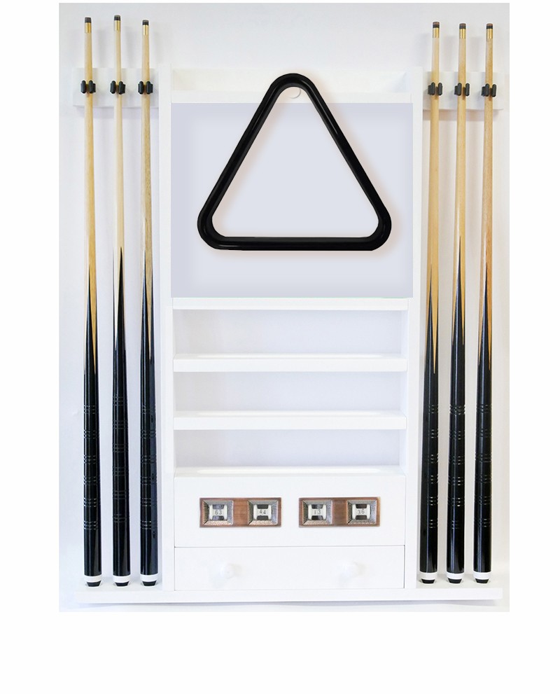 Porte Queues Billard Et Compteur teinte Blanc en Bois - 95cm x 73cm Pas  Cher ! Accessoires Billard - Porte-queues bil