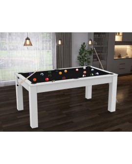 billard convertible blanc laqué tapis prune