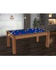 Table billard convertible Dubaï hêtre tapis bleu