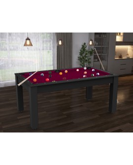 Table billard convertible 6ft Dubaï noir tapis prune