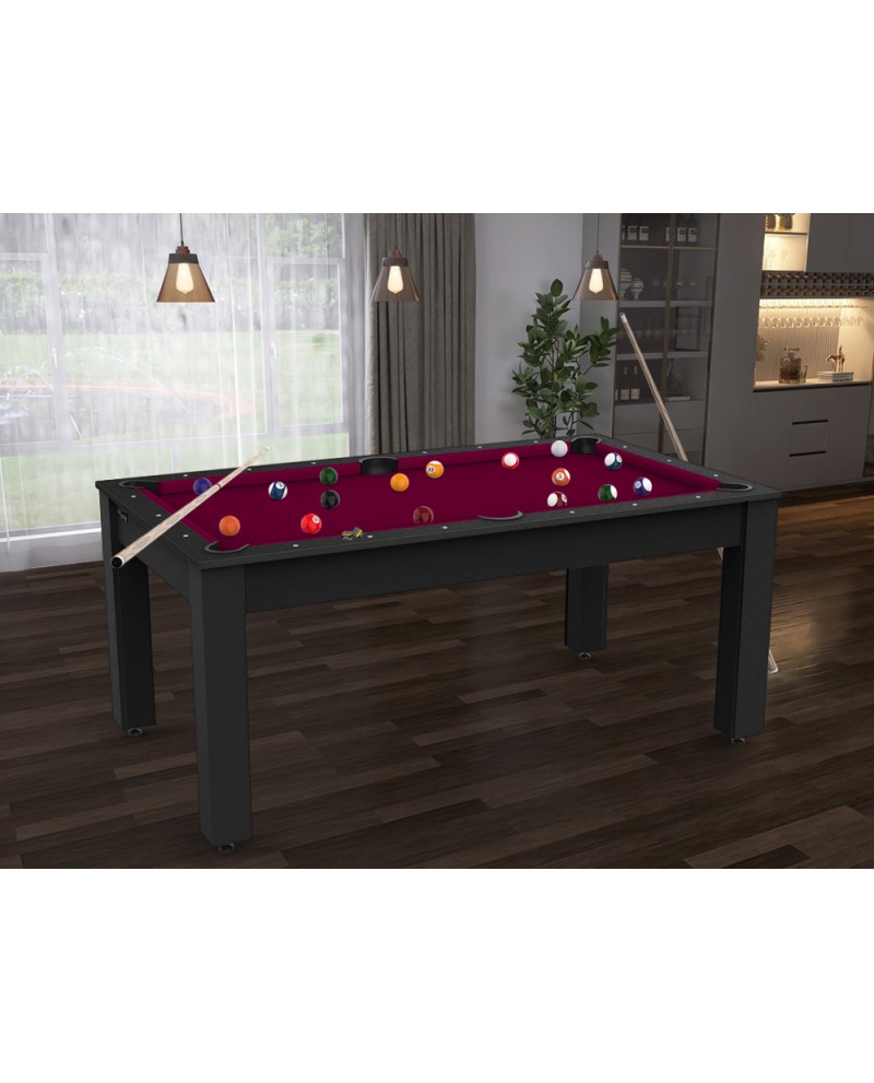 Billard convertible en table à manger noir - 216 x 120 x 77 cm - Conver- Table