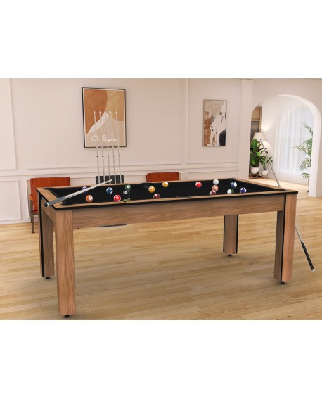 Table billard convertible hêtre tapis gris