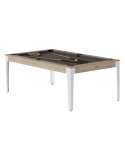 Table billard convertible René Pierre Elan Chêne Sablé pieds blanc