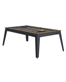 Table billard convertible René Pierre Steel Chataignier pieds blancs tapis gris