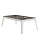 Table billard convertible René Pierre Steel Chataignier pieds blancs tapis gris