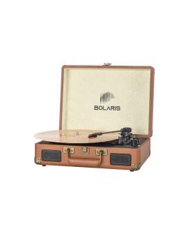 Platine vinyle Bolaris Rio portable – Bluetooth 5.0, finition marron