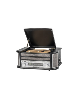 Platine vinyle Bolaris Cambridge noire – Bluetooth 5.0, CD, cassette et radio AM/FM