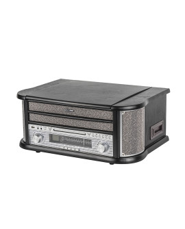 Platine vinyle Bolaris Cambridge noire – Bluetooth 5.0, CD, cassette et radio AM/FM