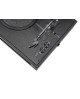 Vue rapprochée de la platine Brasilia – design bois et cuir synthétique noir