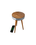 Table d’appoint connectée Bolaris Budapest – avec enceinte Bluetooth et chargeur sans fil coloris noyer