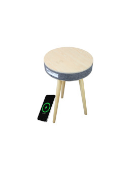 Table d’appoint connectée Bolaris Budapest – avec enceinte Bluetooth et chargeur sans fil coloris hêtre
