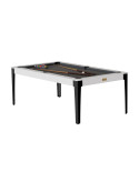 Table billard convertible René Pierre Elan Blanc brillant pieds noirs