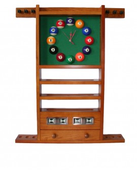 Porte Queues Billard Horloge Et Compteur teinte Chêne doré en bois - 97cm x 73cm