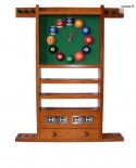 Porte Queues Billard Horloge Et Compteur teinte Chêne doré en bois - 97cm x 73cm