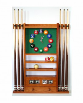 Porte-queues de billard horloge compteur chêne doré