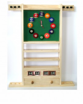 Porte Queues Billard Horloge Et Compteur teinte chêne clair en Bois - 97cm x 73cm