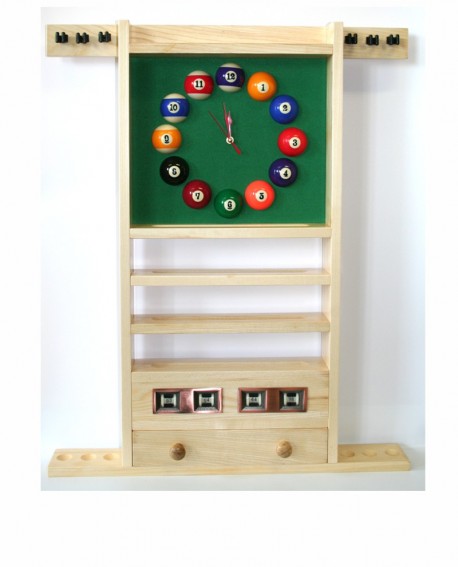 Porte-queues de billard horloge compteur chêne clair