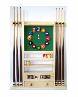 Porte-queues de billard horloge compteur chêne clair